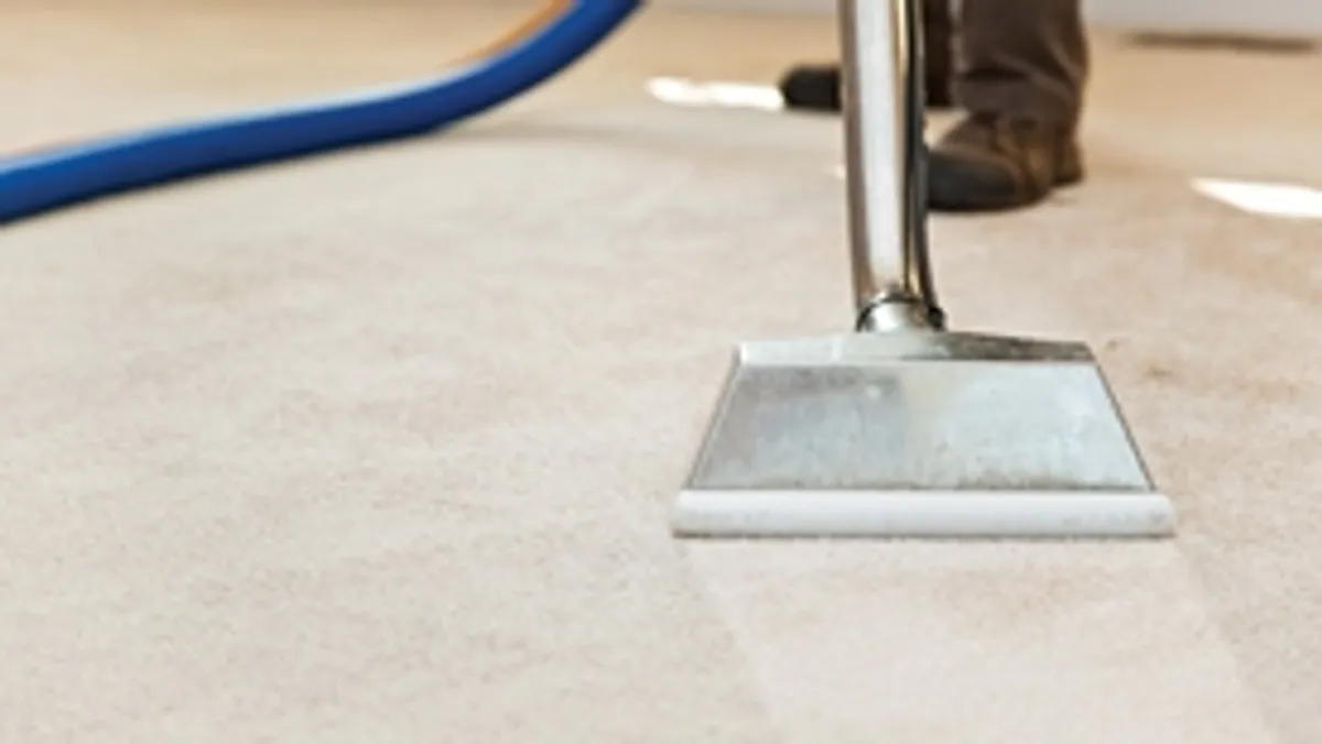 Carpet cleaning wand head gliding over a light carpet during hot-water extraction, Gilbert, AZ.
